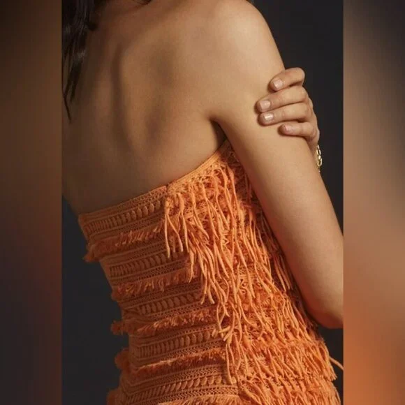 anthropologie orange fringe dress Anthropologie | Dresses | Entro Orange Dress With Fringe From Anthropologie Size Small With Flirty Fringe